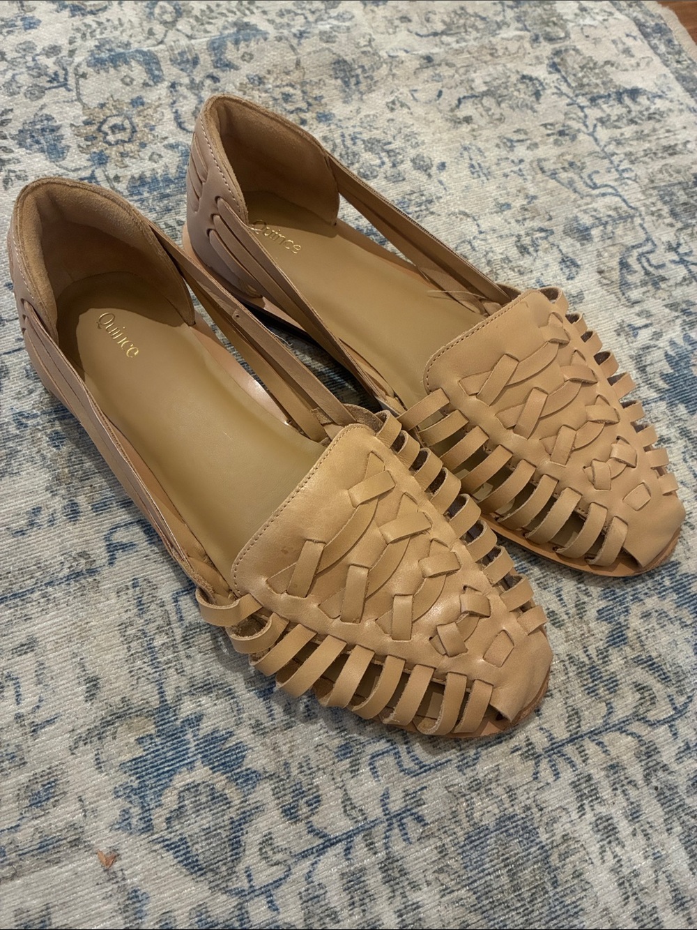 Quince Tan Woven Leather Flats - Women's Casual Slip-Ons - women’s size 7